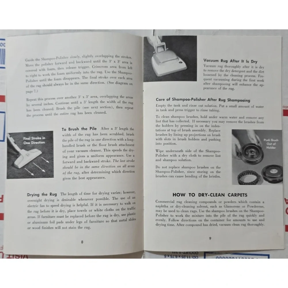 HOOVER Shampoo Polisher Manual Instructions Guide Model 5240 Vintage